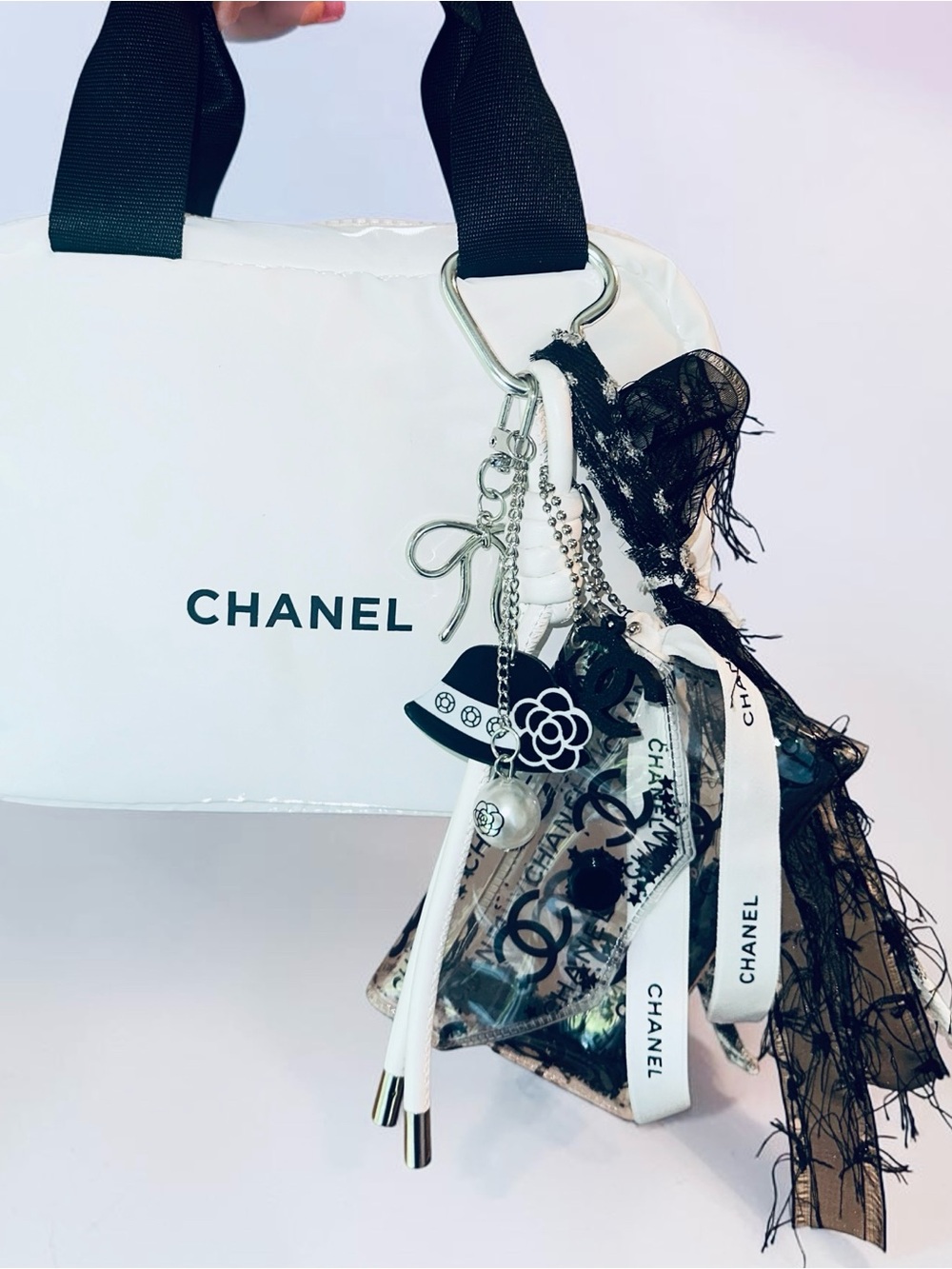 Fashion Bag Charm with Authentic Chanel Ribbon